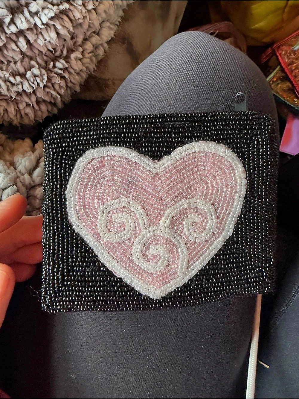Black & Pink Heart Cosmetic Pouch